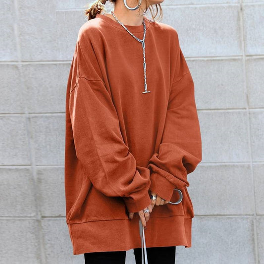 Relaxed Fit Women's Cotton Sweatshirt Long Sleeve Top - OutfitLondon