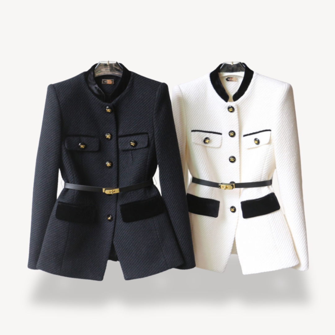 Luxury Velvet Blazer for Women with Gold Buttons - OutfitLondon