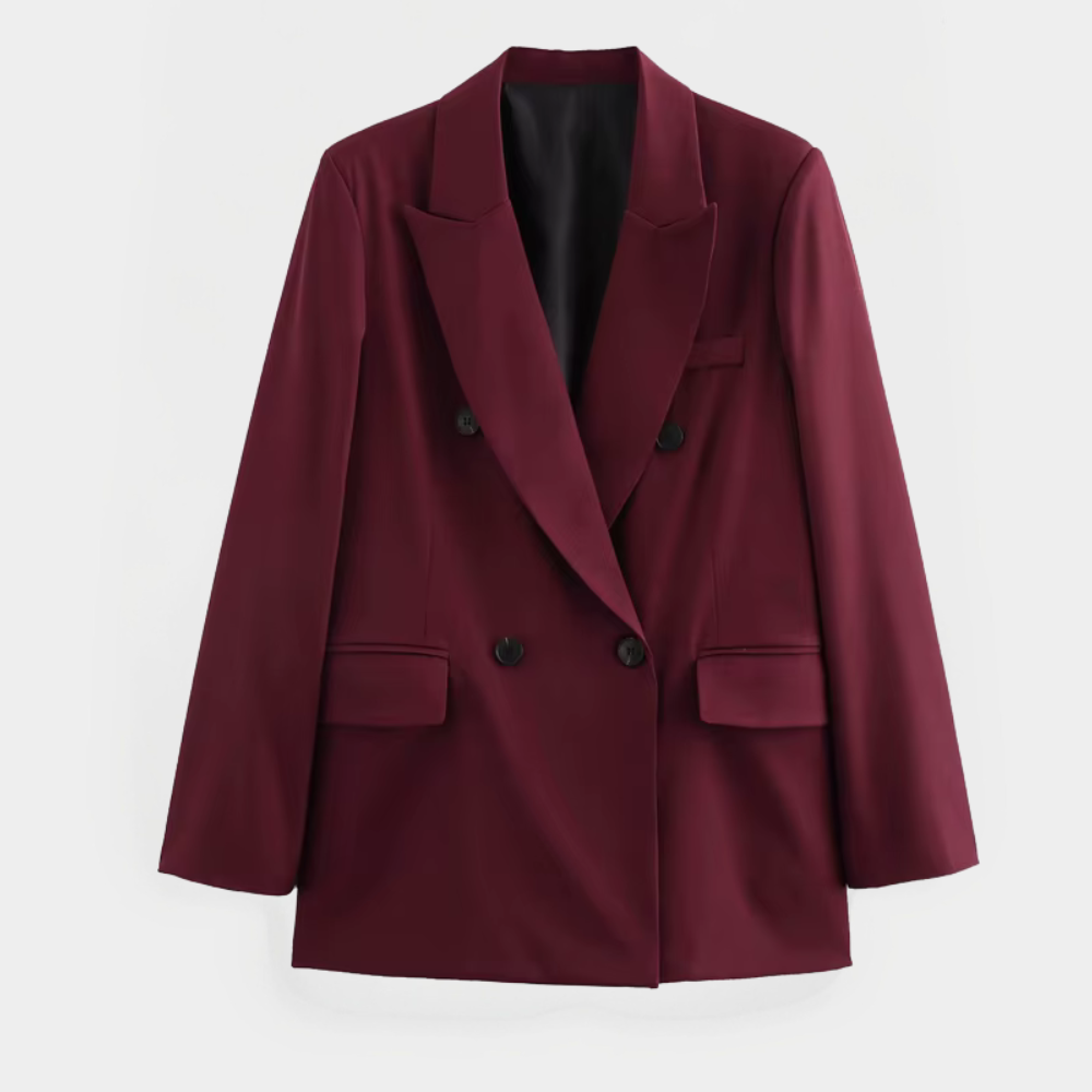 Classic Red Blazer for Women - Slim Fit Jacket - OutfitLondon