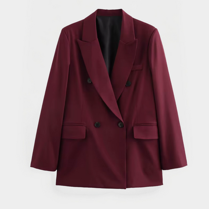 Classic Red Blazer for Women - Slim Fit Jacket - OutfitLondon