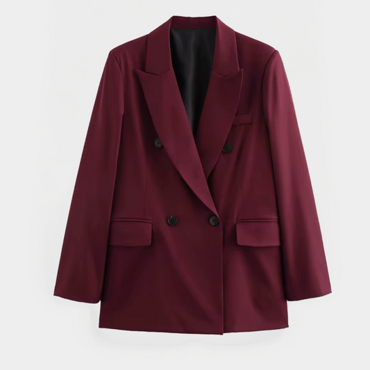 Classic Red Blazer for Women - Slim Fit Jacket - OutfitLondon