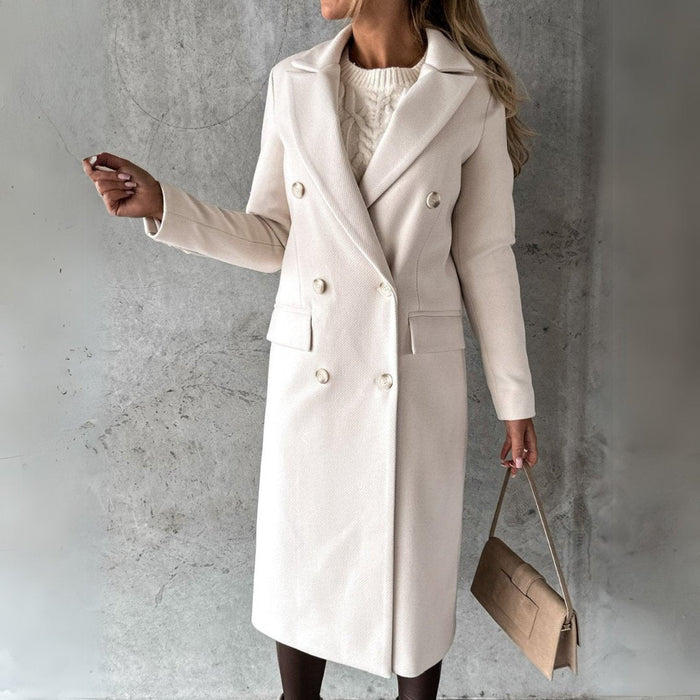 Ladies Classic Double Breasted Wool Coat