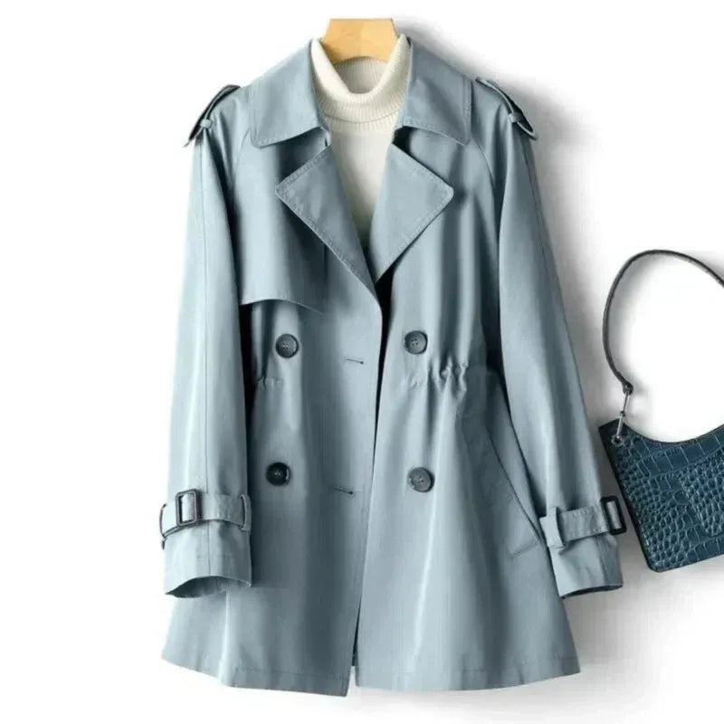 Women’s Trench Coat – Tailored Fit – Double Breasted – Epaulettes – Belted Sleeves