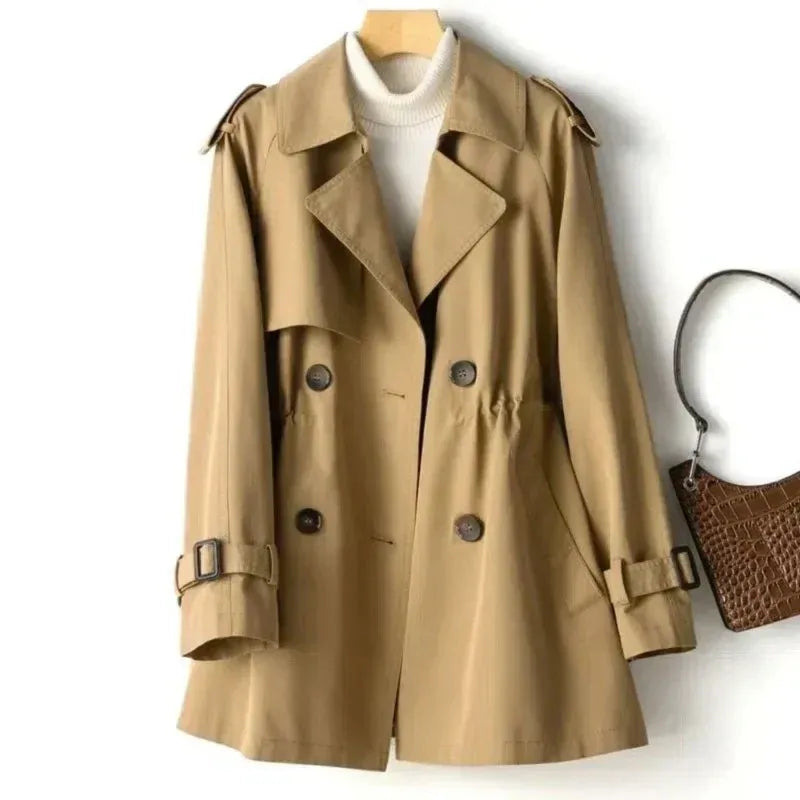 Women’s Trench Coat – Tailored Fit – Double Breasted – Epaulettes – Belted Sleeves