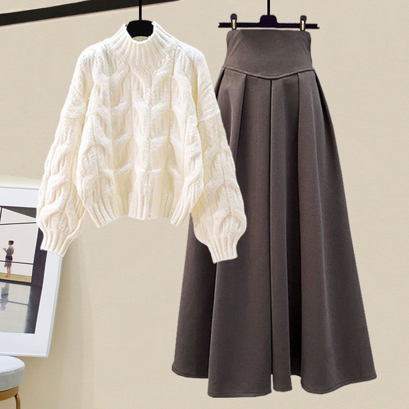 Cozy Cable Knit Sweater and Skirt Set