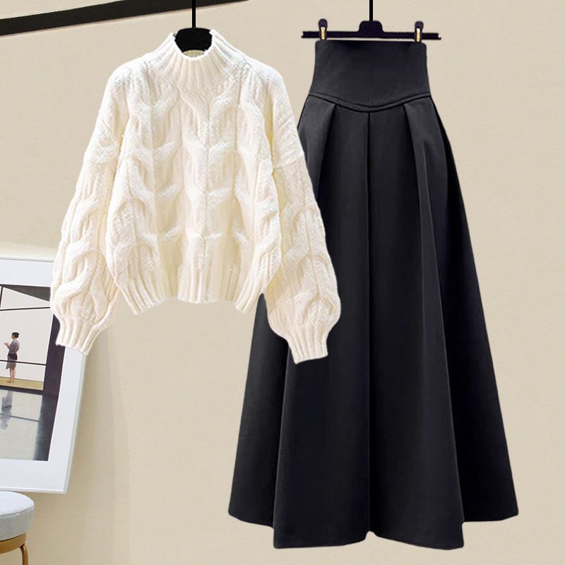 Cozy Cable Knit Sweater and Skirt Set