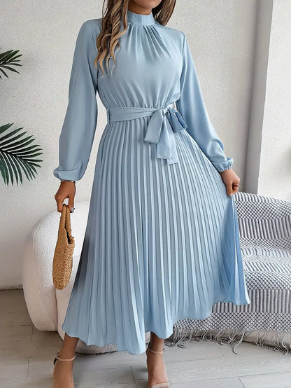 Classic Fit Womens Long Sleeve Belted Dress