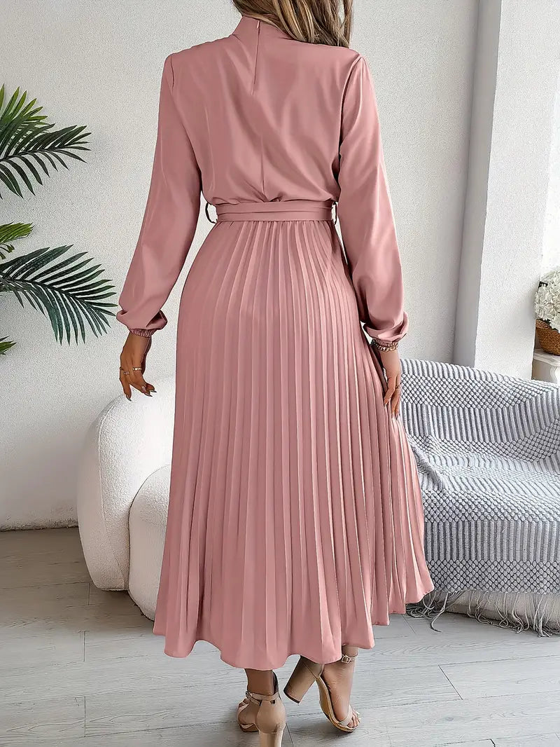 Classic Fit Womens Long Sleeve Belted Dress