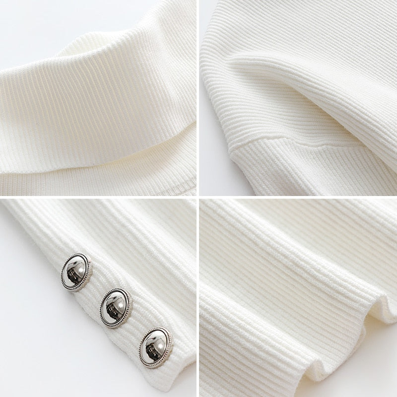Cozy Women's Crew Neck Jumper Soft Grey Button Detail