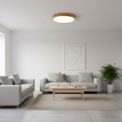 Simple Round Wood LED Ceiling Light Fixture