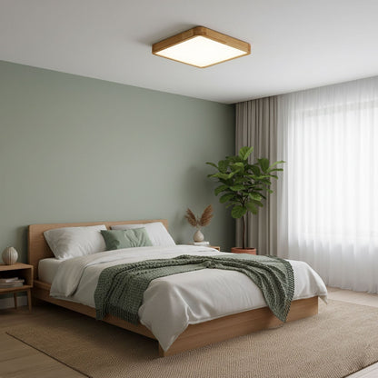 Simple Round Wood LED Ceiling Light Fixture