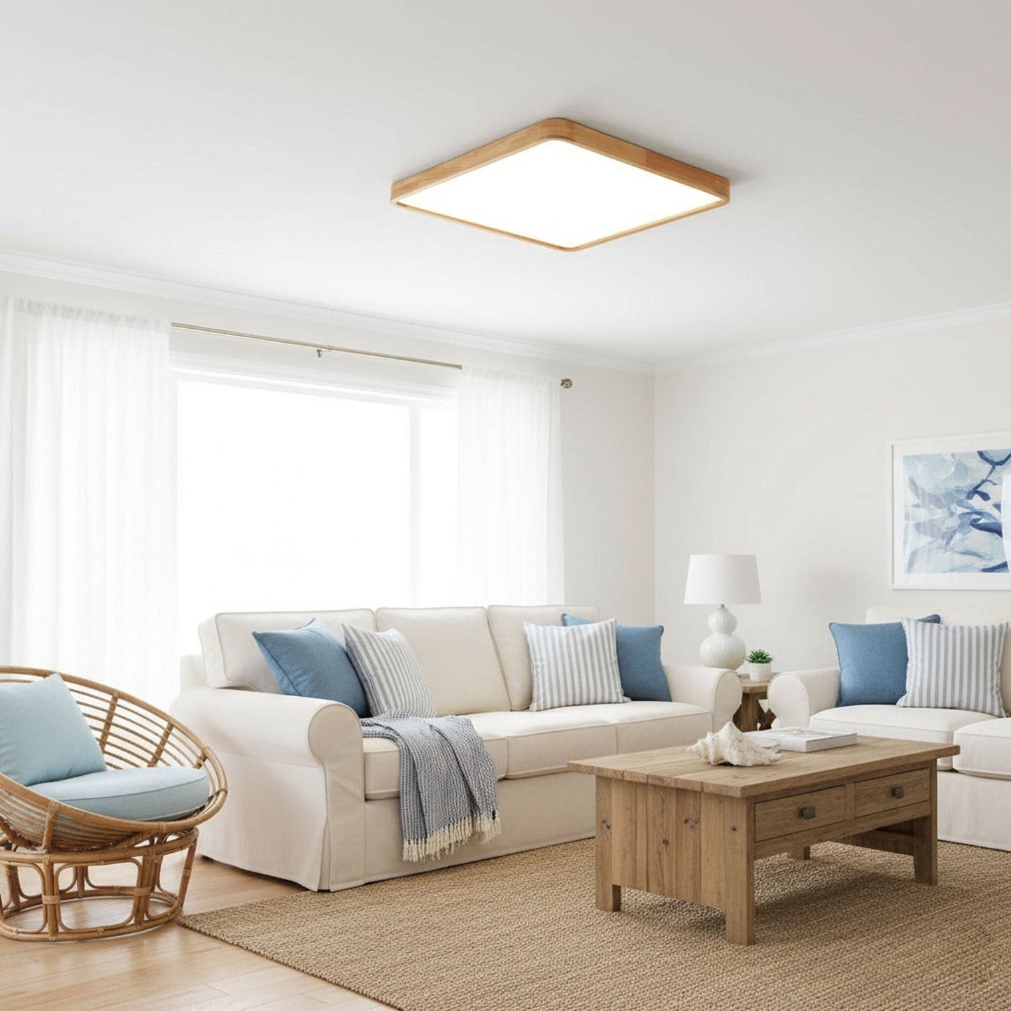 Simple Round Wood LED Ceiling Light Fixture
