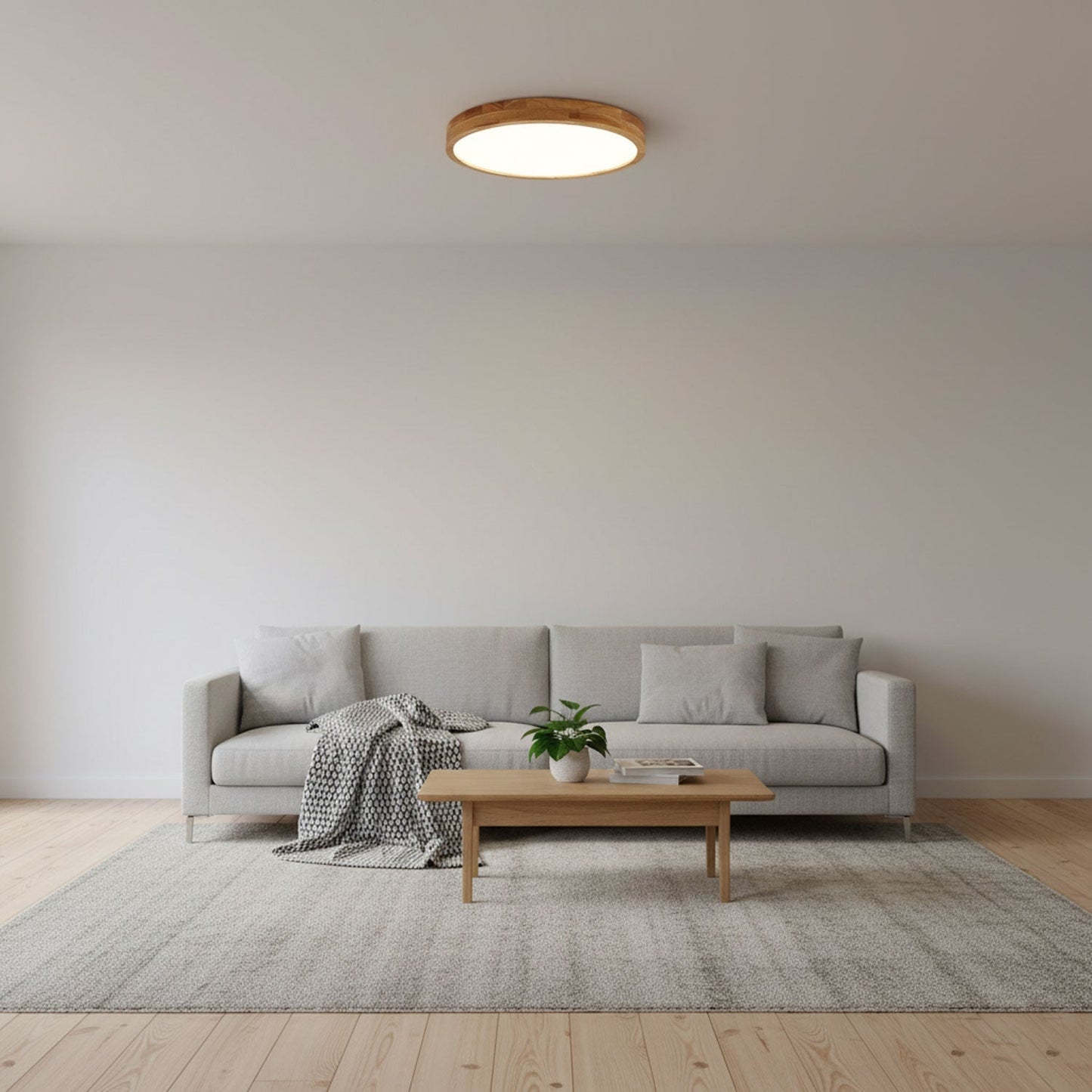 Simple Round Wood LED Ceiling Light Fixture