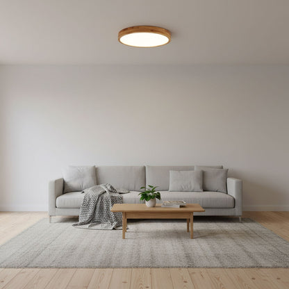 Simple Round Wood LED Ceiling Light Fixture