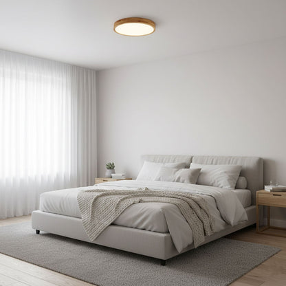 Simple Round Wood LED Ceiling Light Fixture