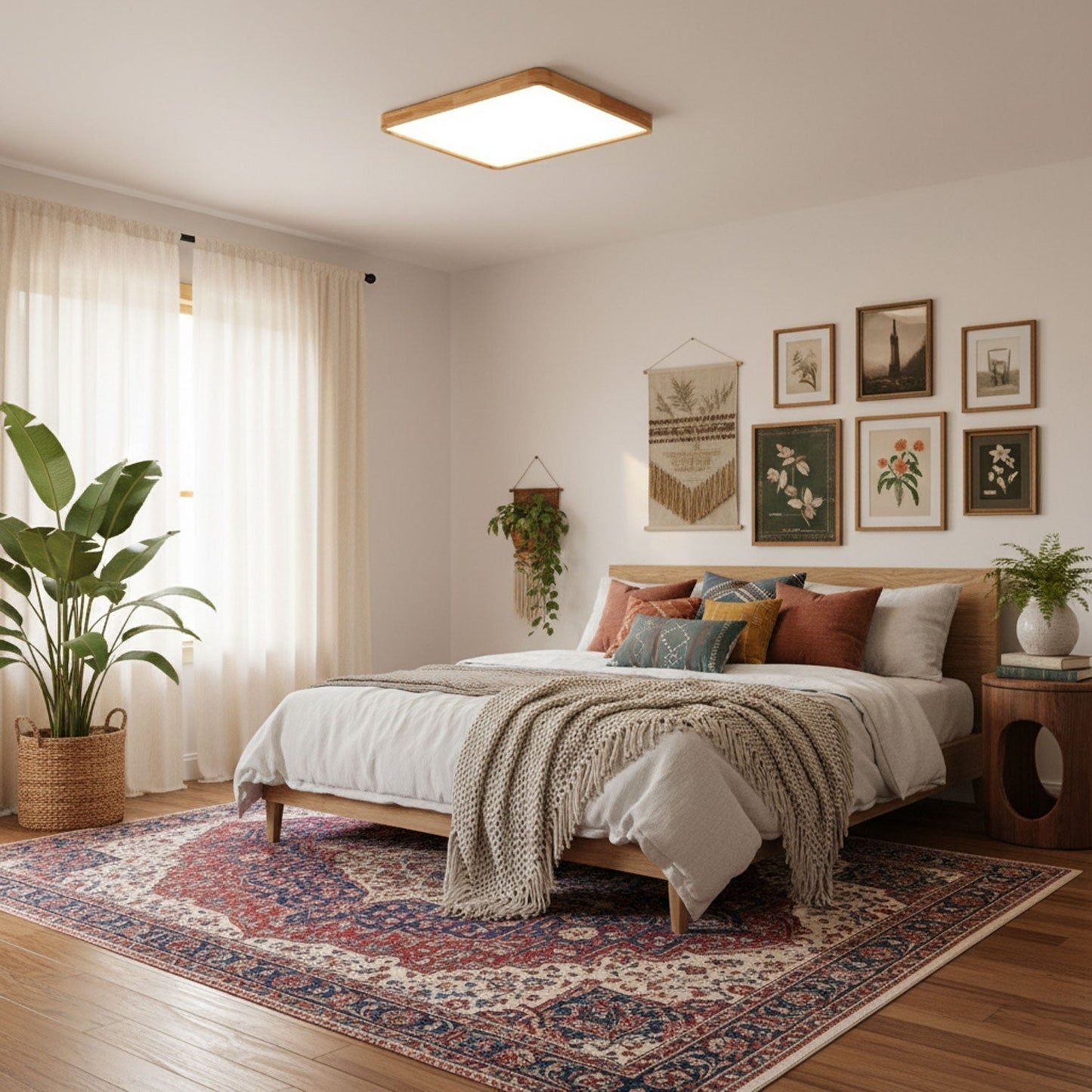 Simple Round Wood LED Ceiling Light Fixture