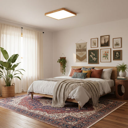 Simple Round Wood LED Ceiling Light Fixture