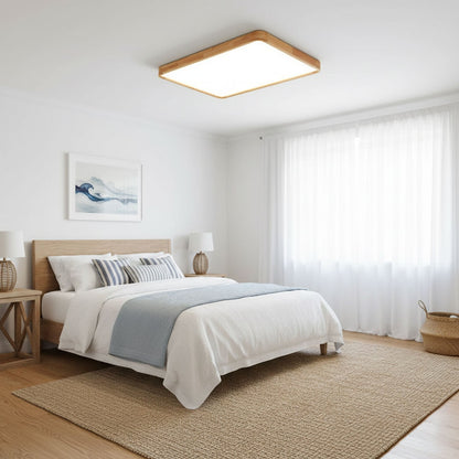 Simple Round Wood LED Ceiling Light Fixture