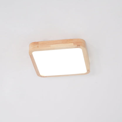 Simple Round Wood LED Ceiling Light Fixture