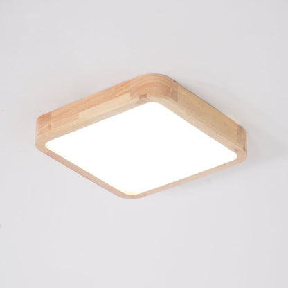 Simple Round Wood LED Ceiling Light Fixture