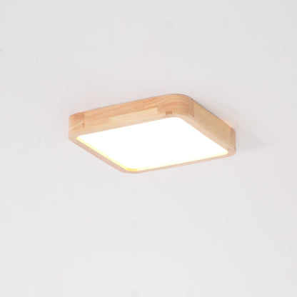 Simple Round Wood LED Ceiling Light Fixture