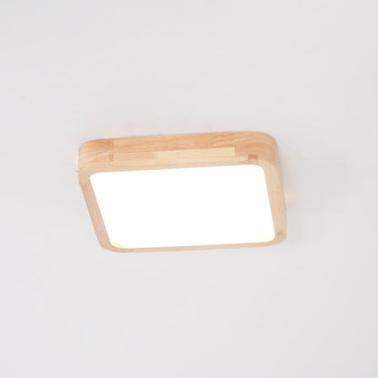 Simple Round Wood LED Ceiling Light Fixture