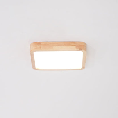 Simple Round Wood LED Ceiling Light Fixture
