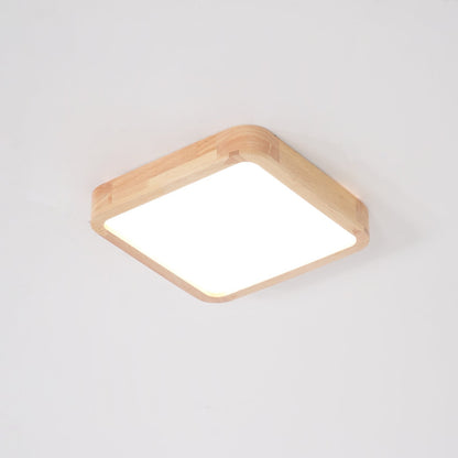 Simple Round Wood LED Ceiling Light Fixture