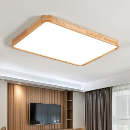 Simple Round Wood LED Ceiling Light Fixture