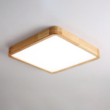 Simple Round Wood LED Ceiling Light Fixture