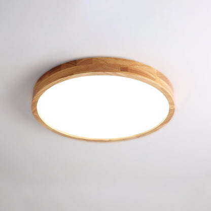 Simple Round Wood LED Ceiling Light Fixture