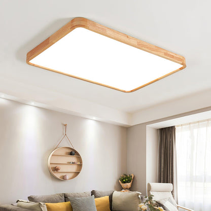 Simple Round Wood LED Ceiling Light Fixture