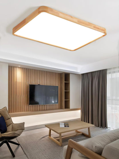 Simple Round Wood LED Ceiling Light Fixture