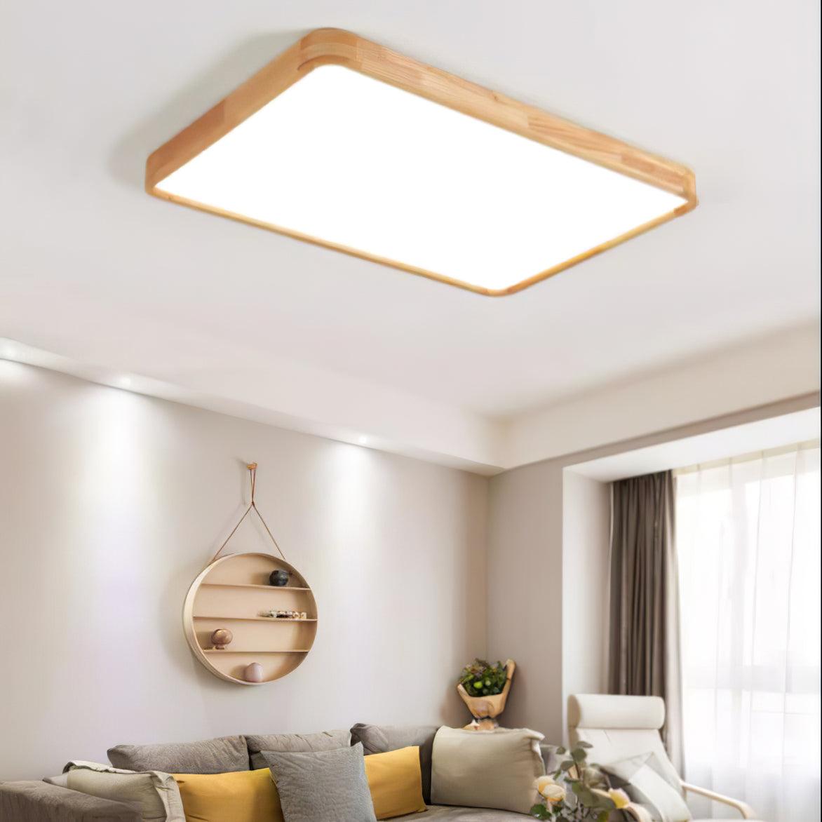 Simple Round Wood LED Ceiling Light Fixture
