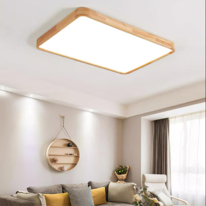 Simple Round Wood LED Ceiling Light Fixture