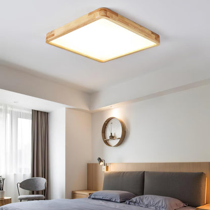 Simple Round Wood LED Ceiling Light Fixture