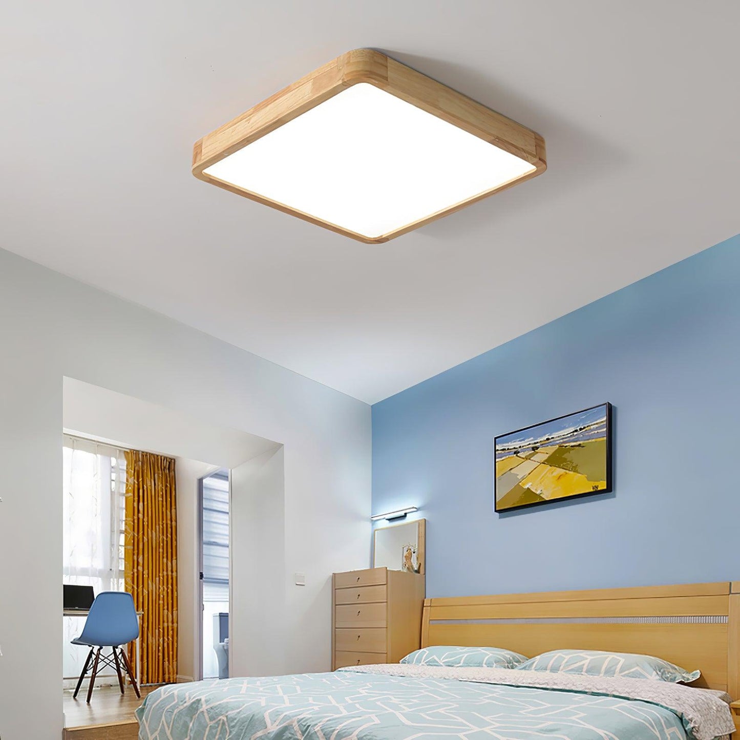 Simple Round Wood LED Ceiling Light Fixture