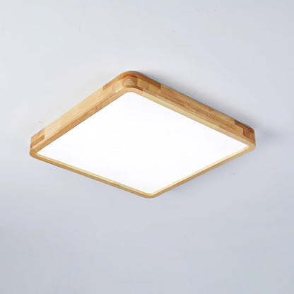 Simple Round Wood LED Ceiling Light Fixture