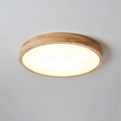 Simple Round Wood LED Ceiling Light Fixture