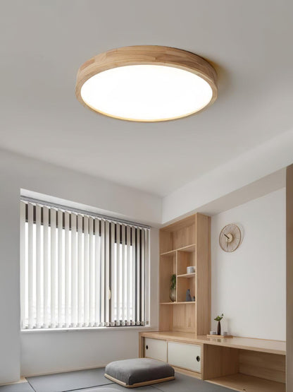 Simple Round Wood LED Ceiling Light Fixture