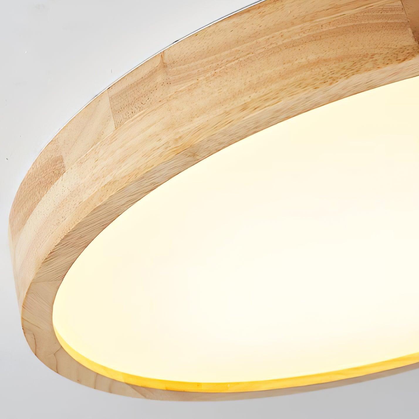 Simple Round Wood LED Ceiling Light Fixture