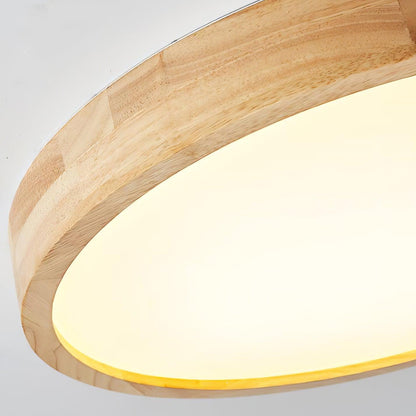 Simple Round Wood LED Ceiling Light Fixture
