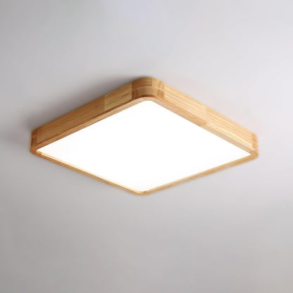Simple Round Wood LED Ceiling Light Fixture
