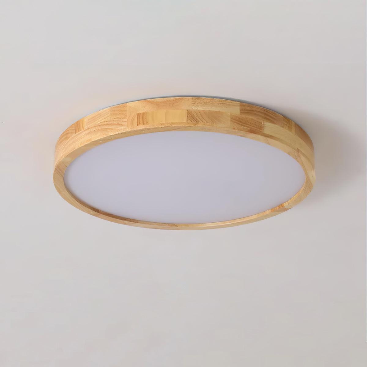 Simple Round Wood LED Ceiling Light Fixture