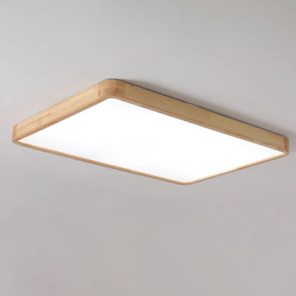Simple Round Wood LED Ceiling Light Fixture