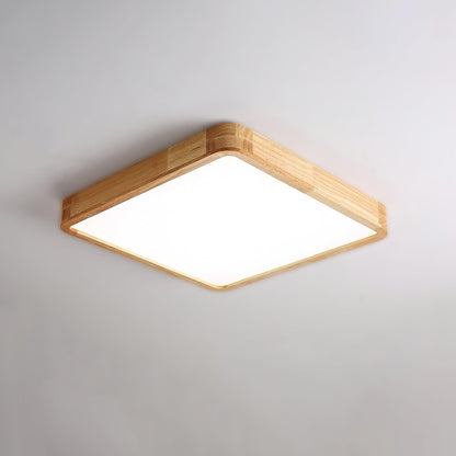 Simple Round Wood LED Ceiling Light Fixture