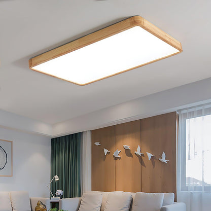 Simple Round Wood LED Ceiling Light Fixture