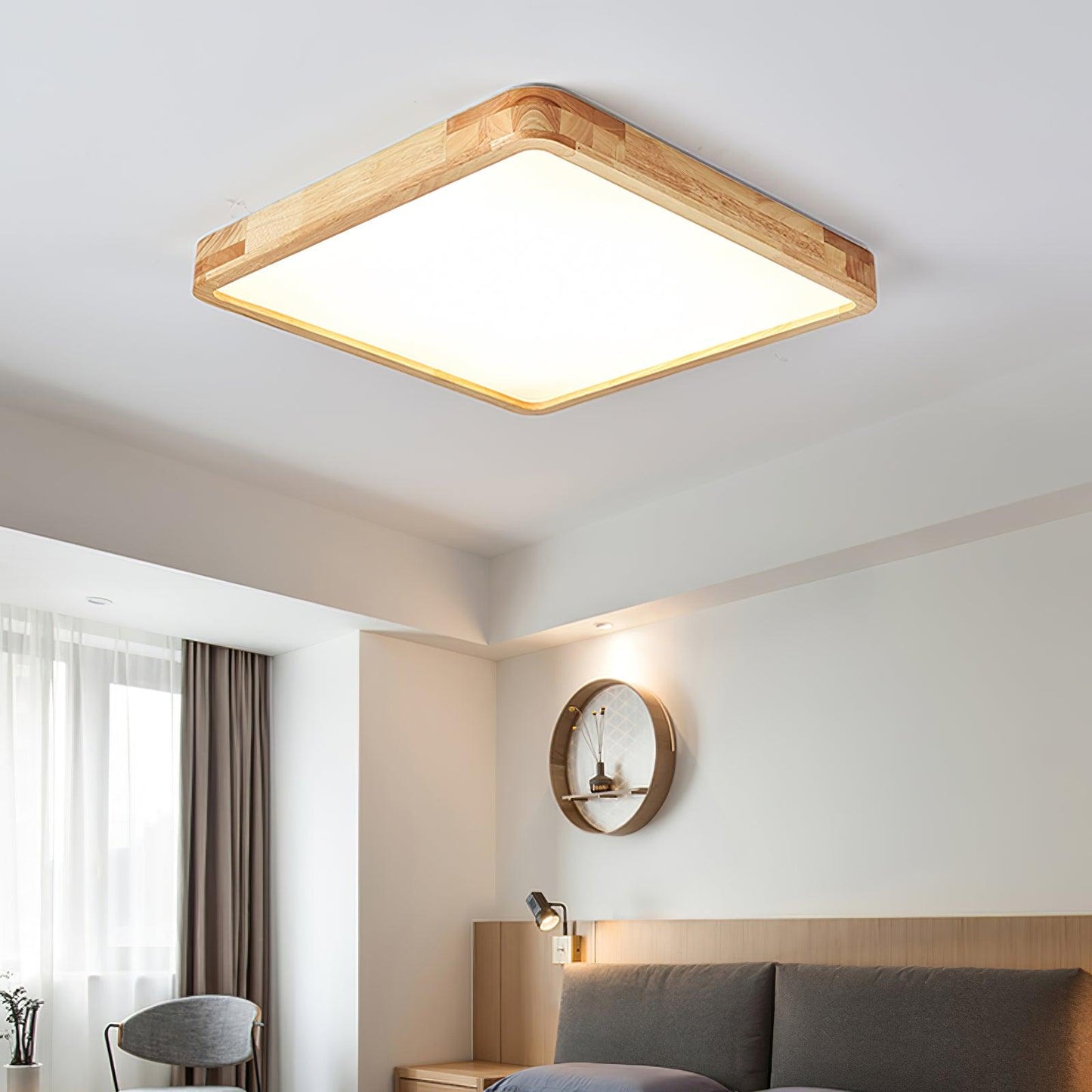 Simple Round Wood LED Ceiling Light Fixture