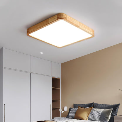 Simple Round Wood LED Ceiling Light Fixture