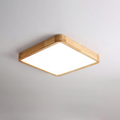 Simple Round Wood LED Ceiling Light Fixture